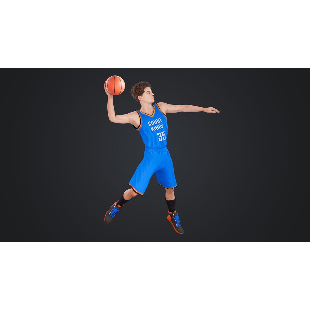 Basketball Players 3D Model – Low Poly Rigged Character, FBX, OBJ - View 3