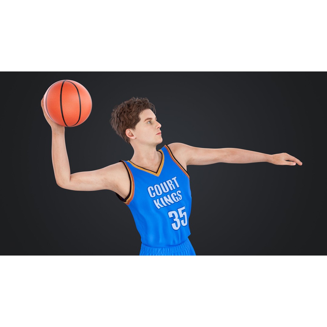 Basketball Players 3D Model – Low Poly Rigged Character, FBX, OBJ - View 4