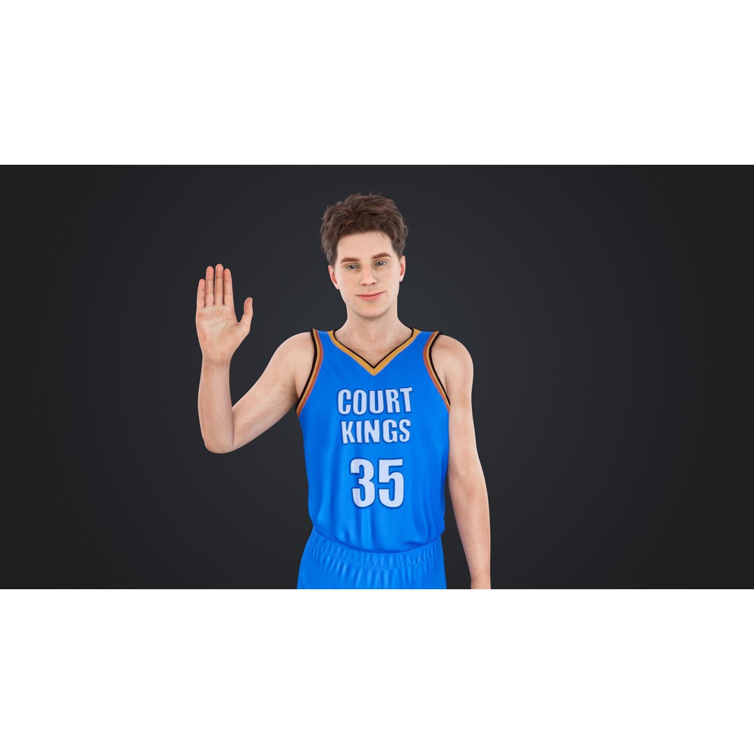 Basketball Players 3D Model – Low Poly Rigged Character, FBX, OBJ - View 5