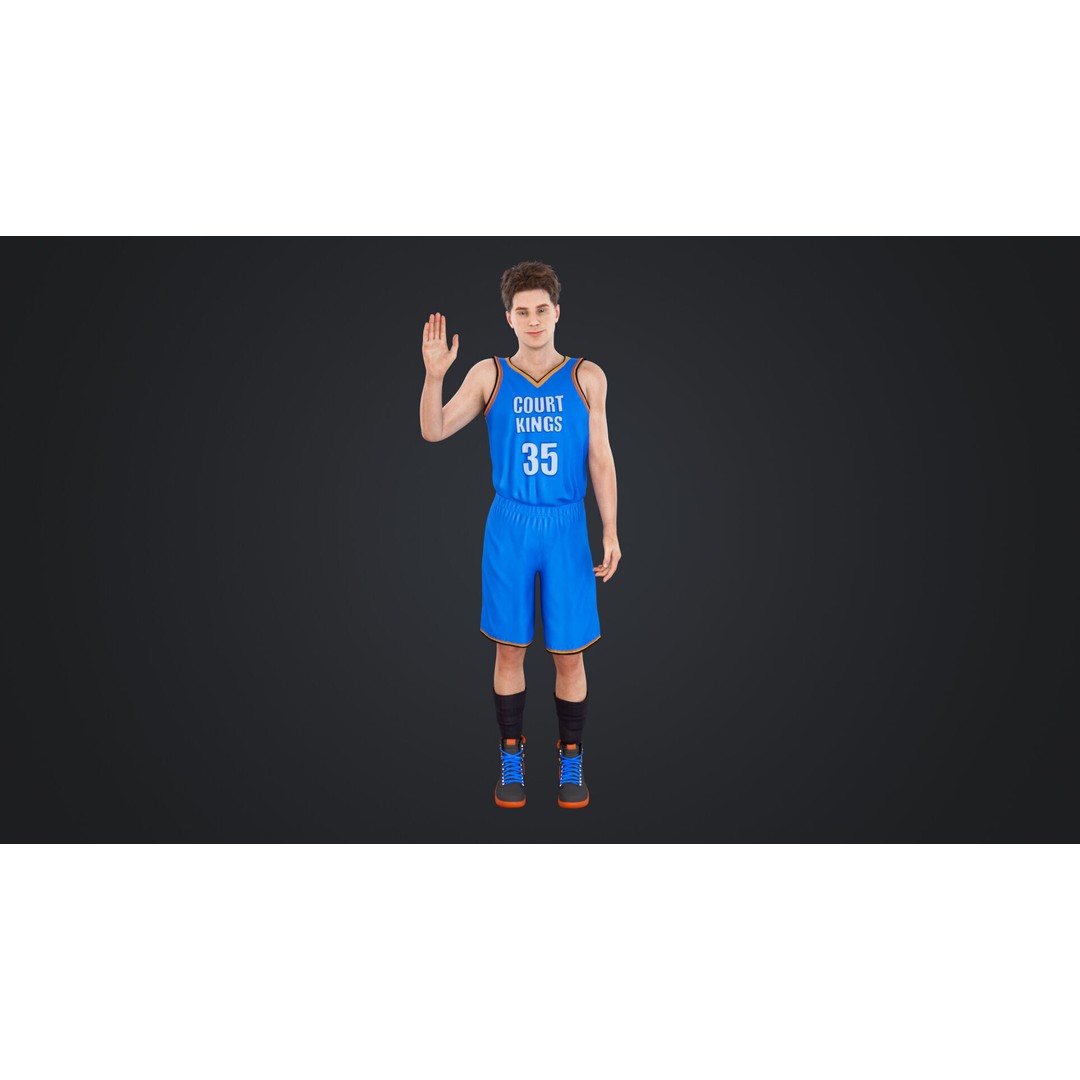 Basketball Players 3D Model – Low Poly Rigged Character, FBX, OBJ - View 6
