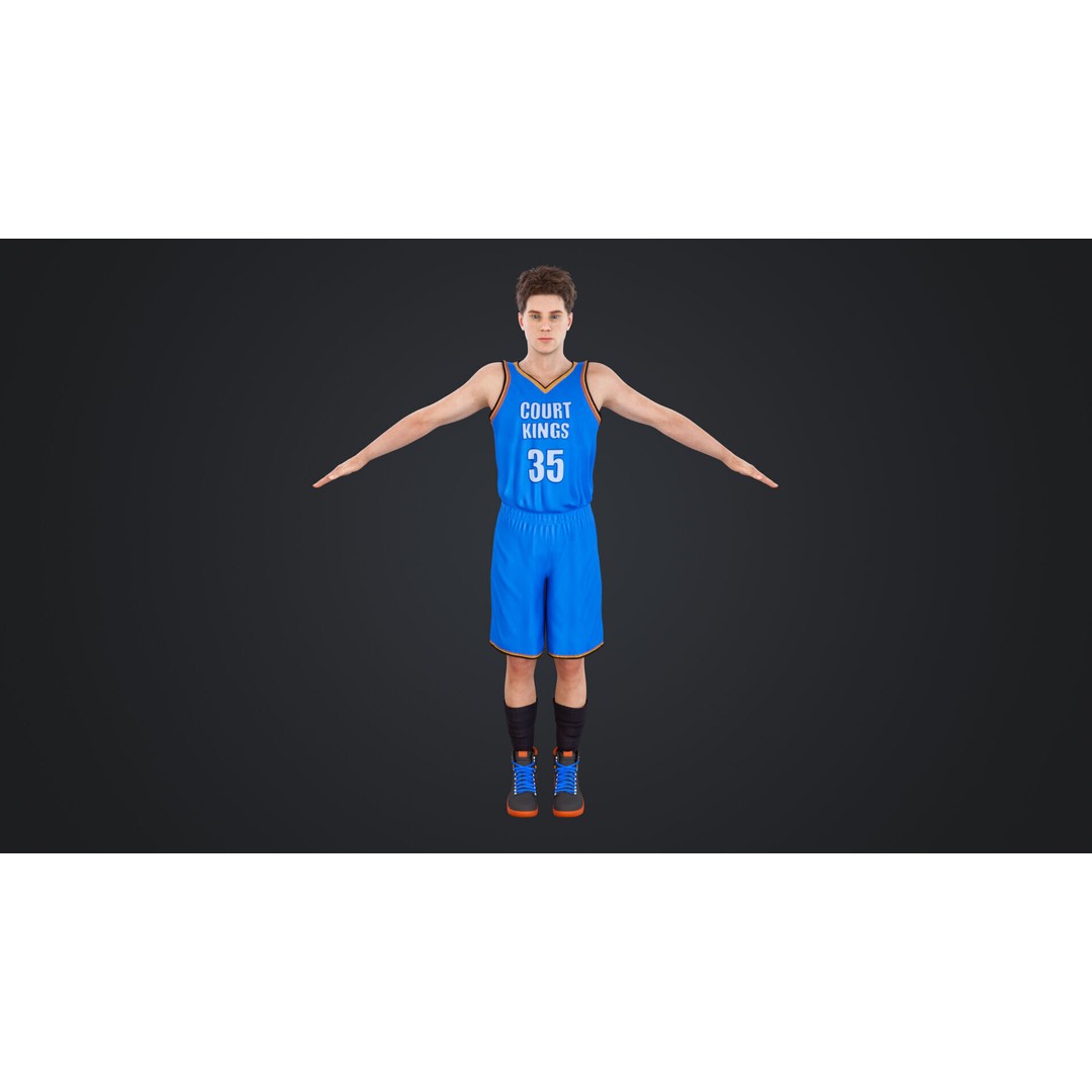 Basketball Players 3D Model – Low Poly Rigged Character, FBX, OBJ - View 7