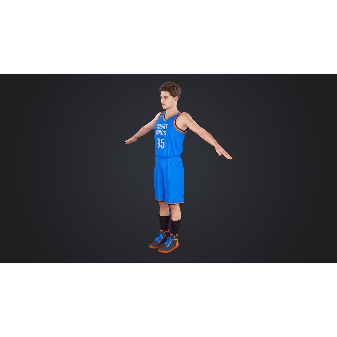 Basketball Players 3D Model – Low Poly Rigged Character, FBX, OBJ - View 8