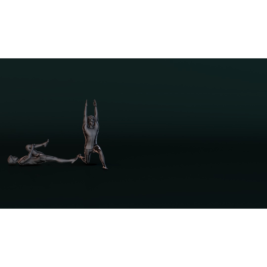 Yoga Man 3D Model – Detailed Character Poses for 3D Printing, OBJ, STL