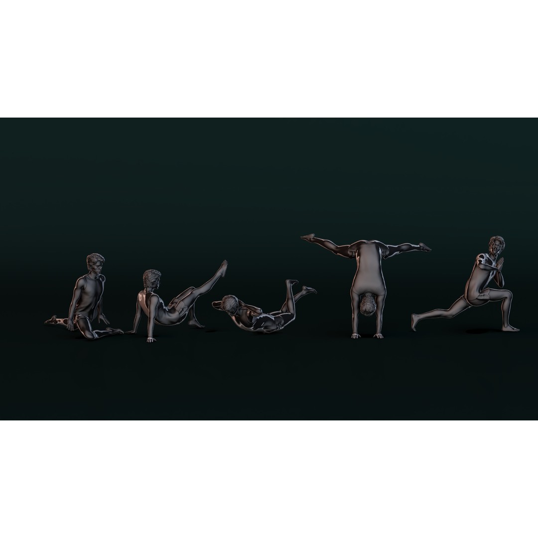 Yoga Man 3D Model – Detailed Character Poses for 3D Printing, OBJ, STL - View 10
