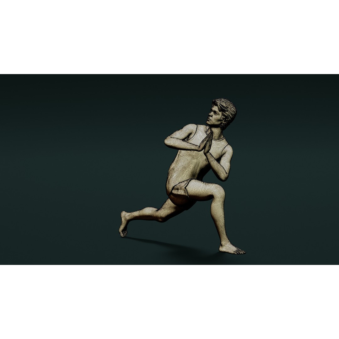 Yoga Man 3D Model – Detailed Character Poses for 3D Printing, OBJ, STL - View 4