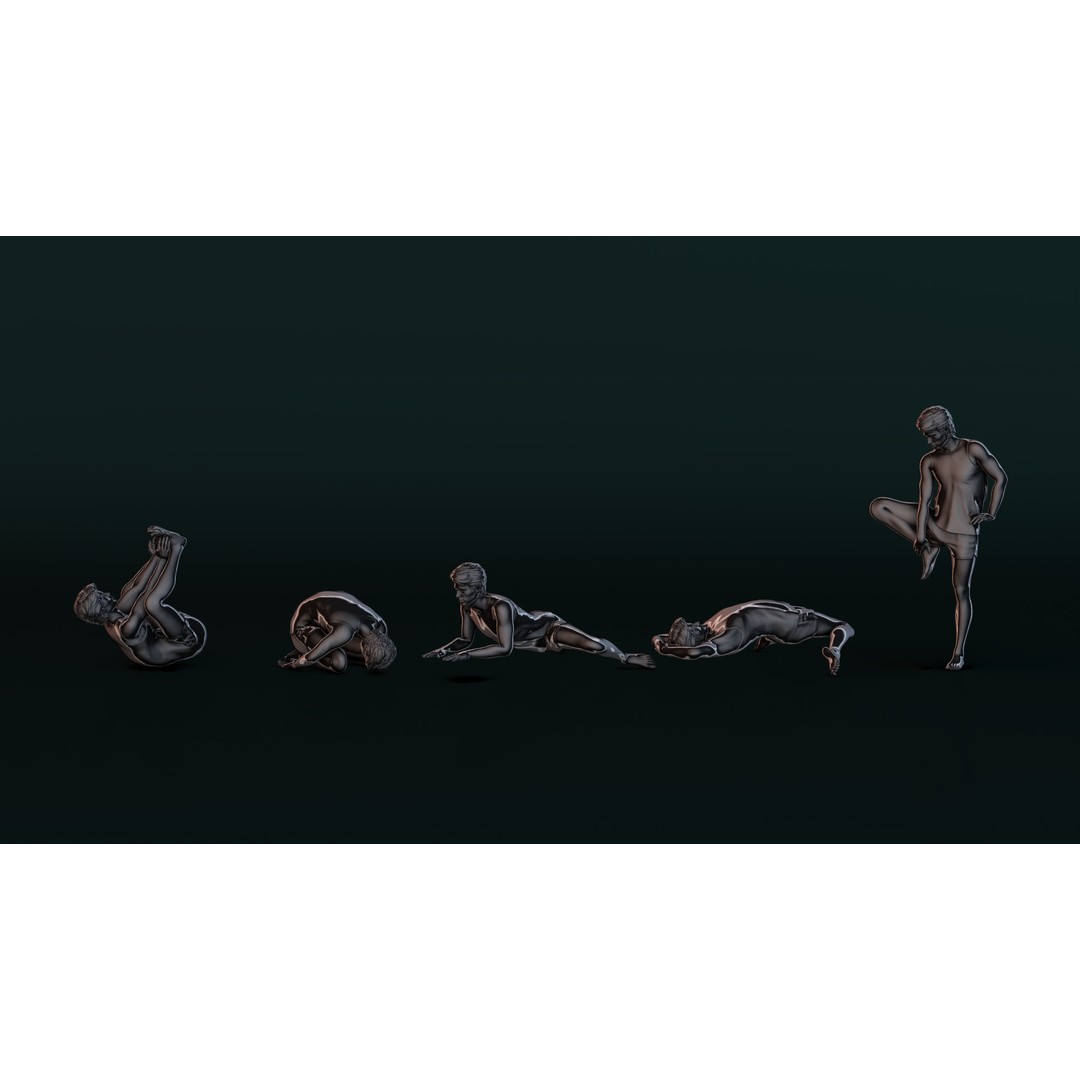 Yoga Man 3D Model – Detailed Character Poses for 3D Printing, OBJ, STL - View 5