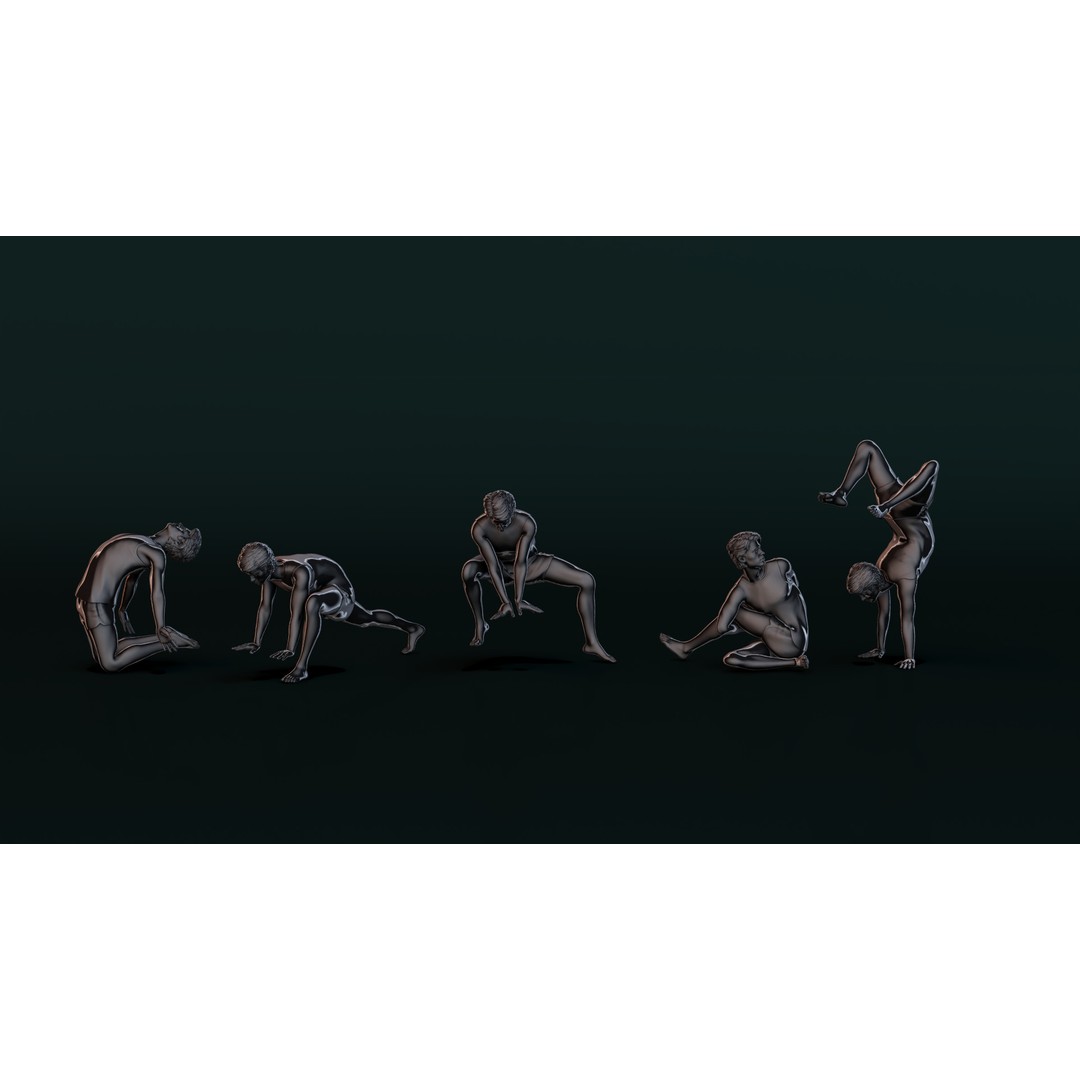 Yoga Man 3D Model – Detailed Character Poses for 3D Printing, OBJ, STL - View 6