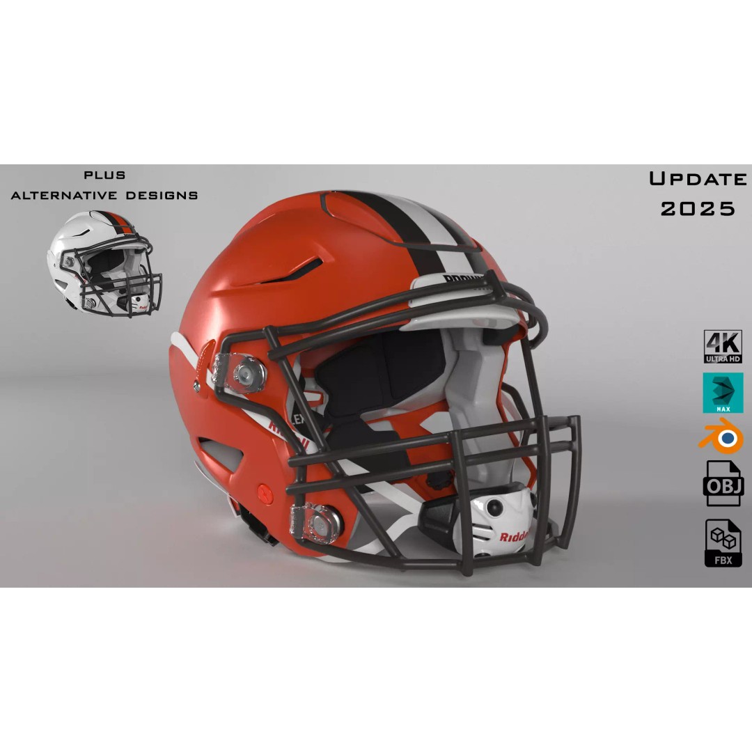 Cleveland Browns Helmet 3D Model – PBR Game-Ready Asset, FBX, OBJ - View 2