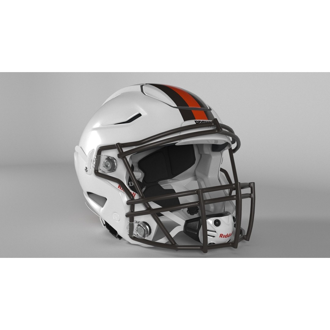 Cleveland Browns Helmet 3D Model – PBR Game-Ready Asset, FBX, OBJ - View 3