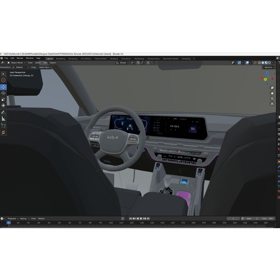 2025 Kia Telluride S 3D Model – High Poly Vehicle, FBX, OBJ, PBR - View 12