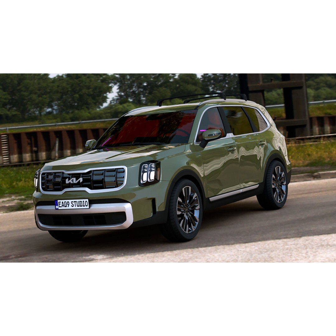 2025 Kia Telluride S 3D Model – High Poly Vehicle, FBX, OBJ, PBR - View 3