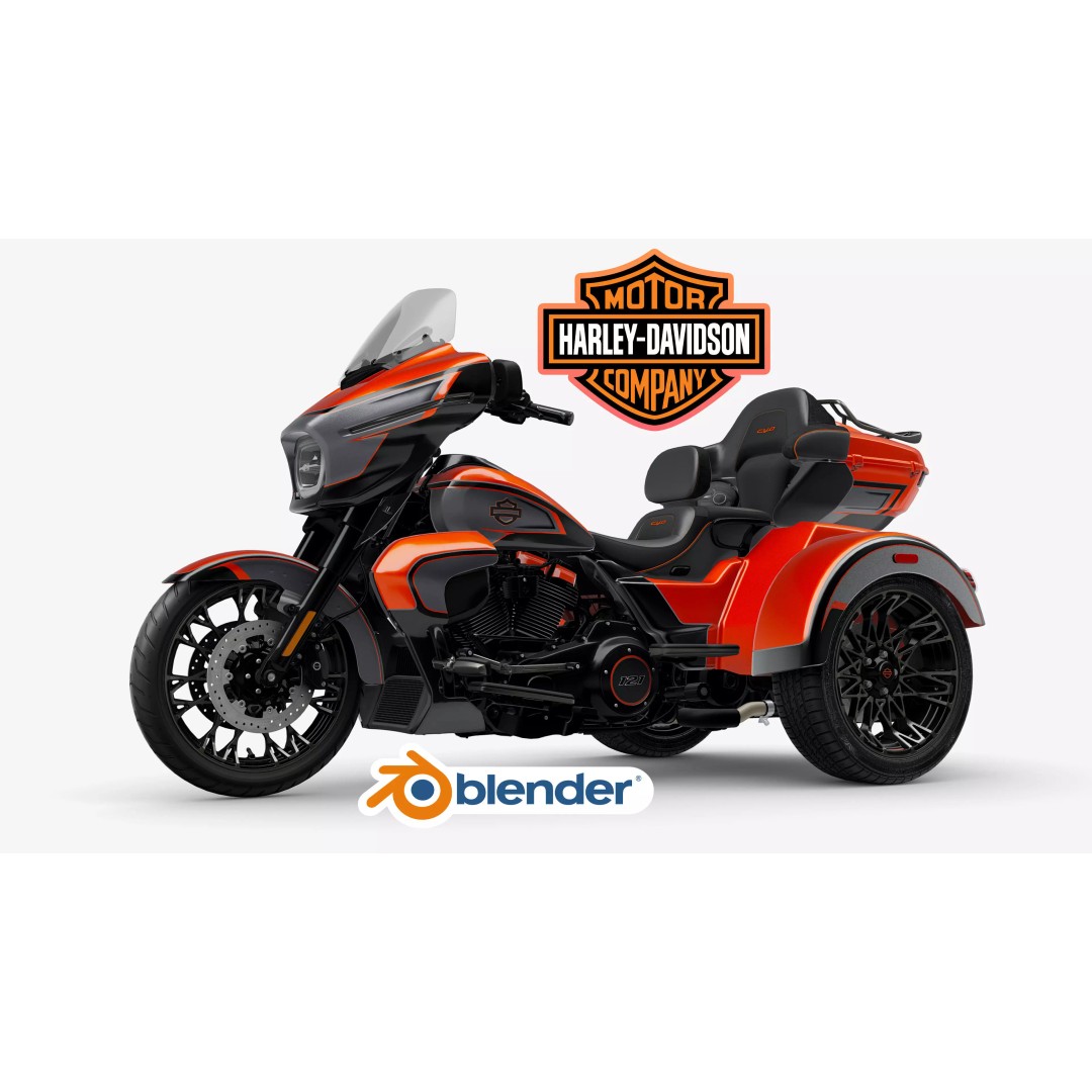 Harley Davidson CVO Street Glide 3D Model – Low Poly Rigged Trike, FBX