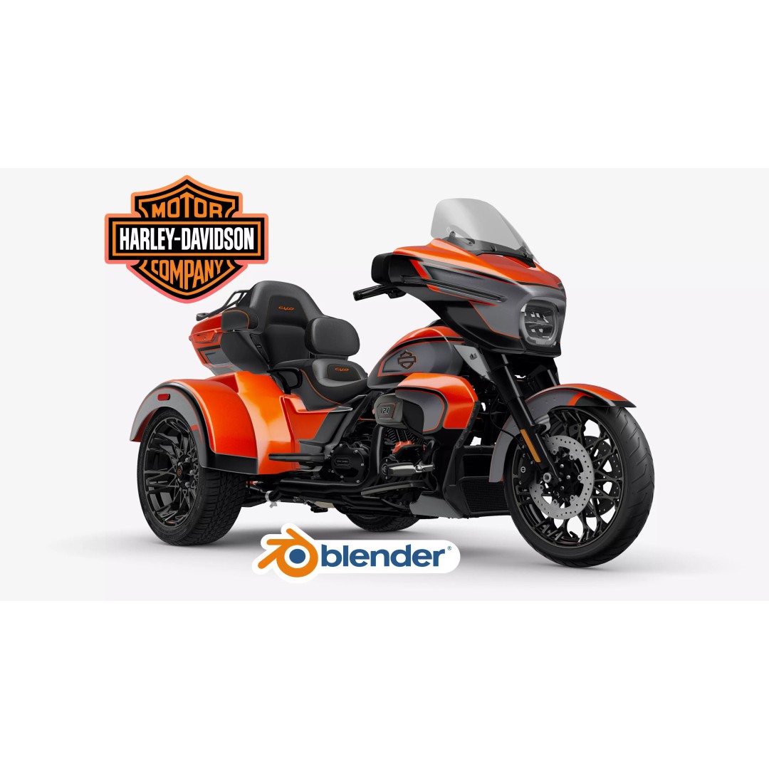 Harley Davidson CVO Street Glide 3D Model – Low Poly Rigged Trike, FBX - View 4