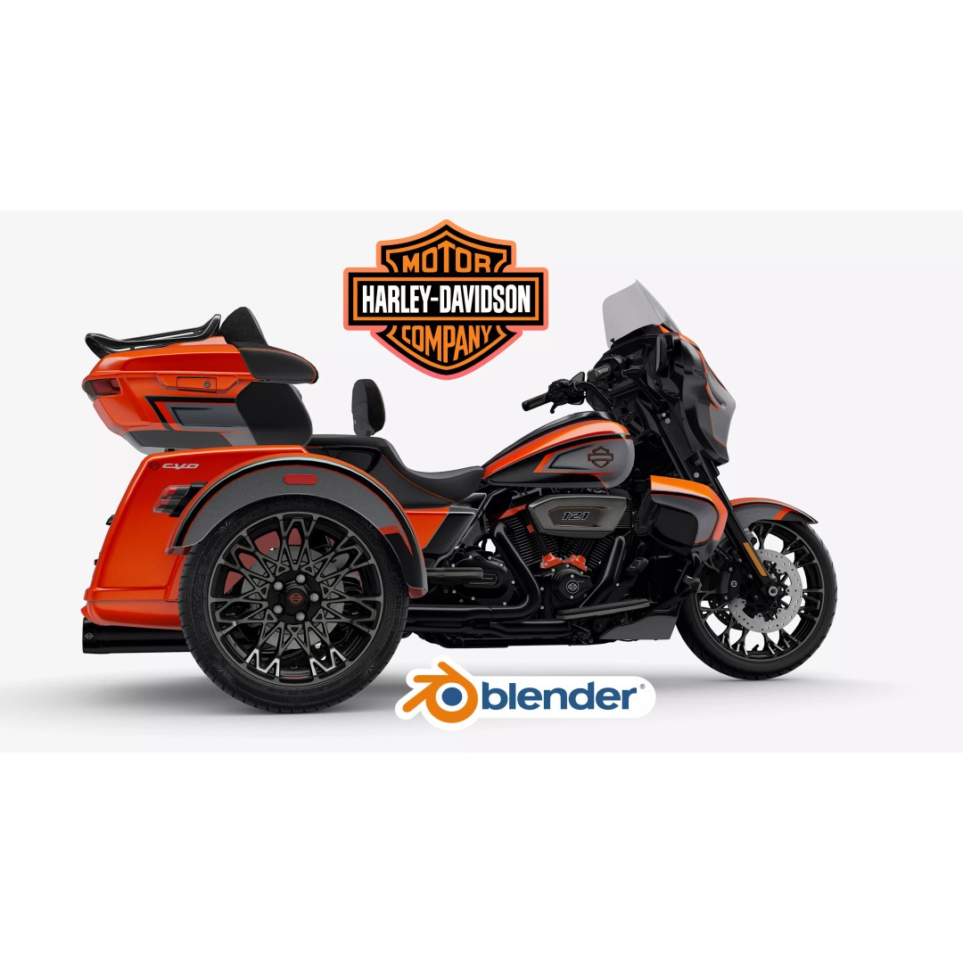Harley Davidson CVO Street Glide 3D Model – Low Poly Rigged Trike, FBX - View 6