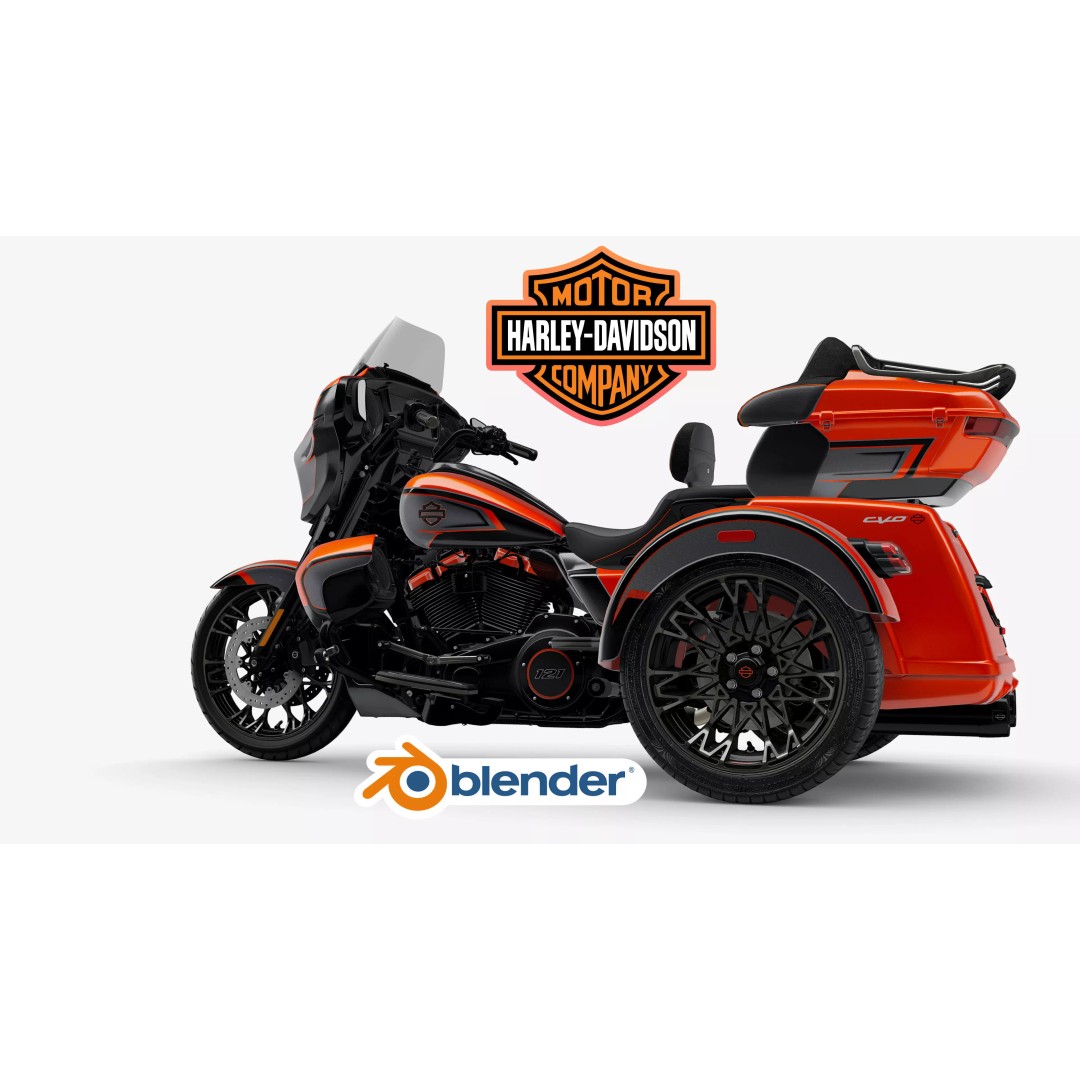 Harley Davidson CVO Street Glide 3D Model – Low Poly Rigged Trike, FBX - View 7