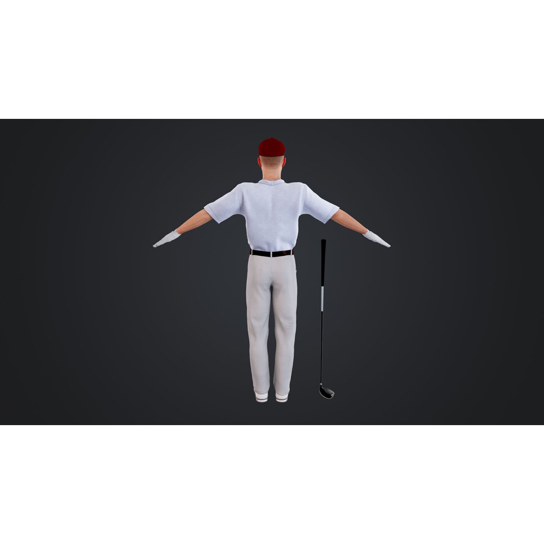 Golf Player 3D Model – Low Poly Rigged Character, FBX, OBJ - View 10