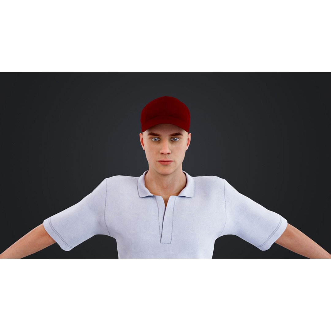 Golf Player 3D Model – Low Poly Rigged Character, FBX, OBJ - View 11