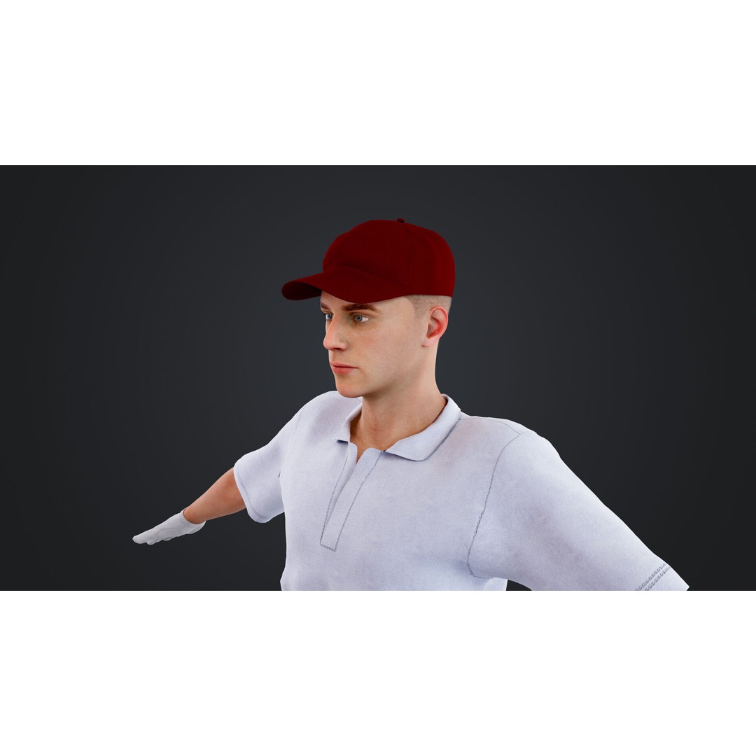 Golf Player 3D Model – Low Poly Rigged Character, FBX, OBJ - View 12