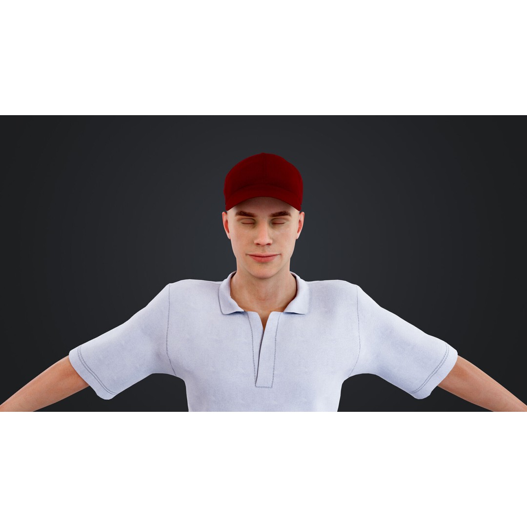 Golf Player 3D Model – Low Poly Rigged Character, FBX, OBJ - View 20