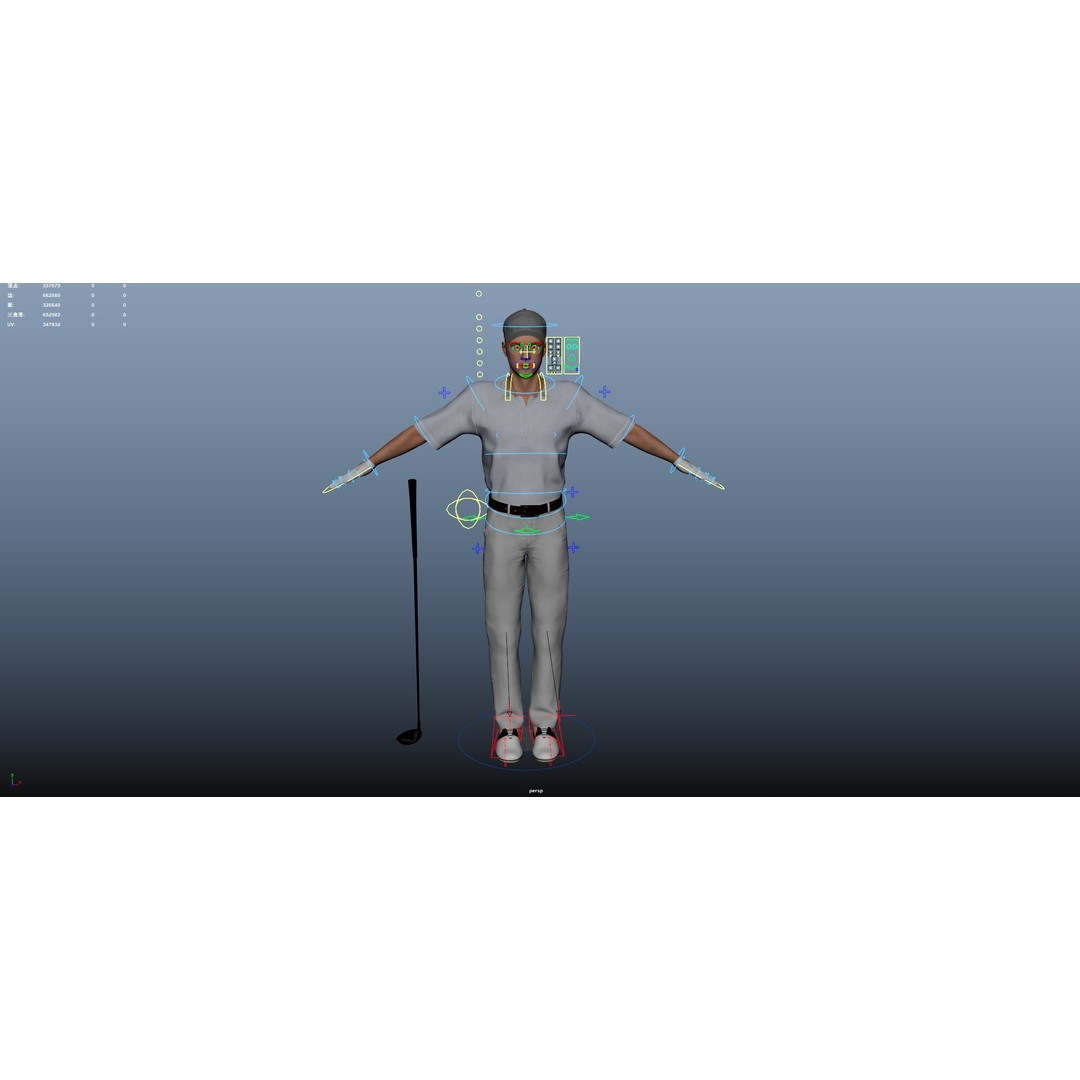 Golf Player 3D Model – Low Poly Rigged Character, FBX, OBJ - View 21