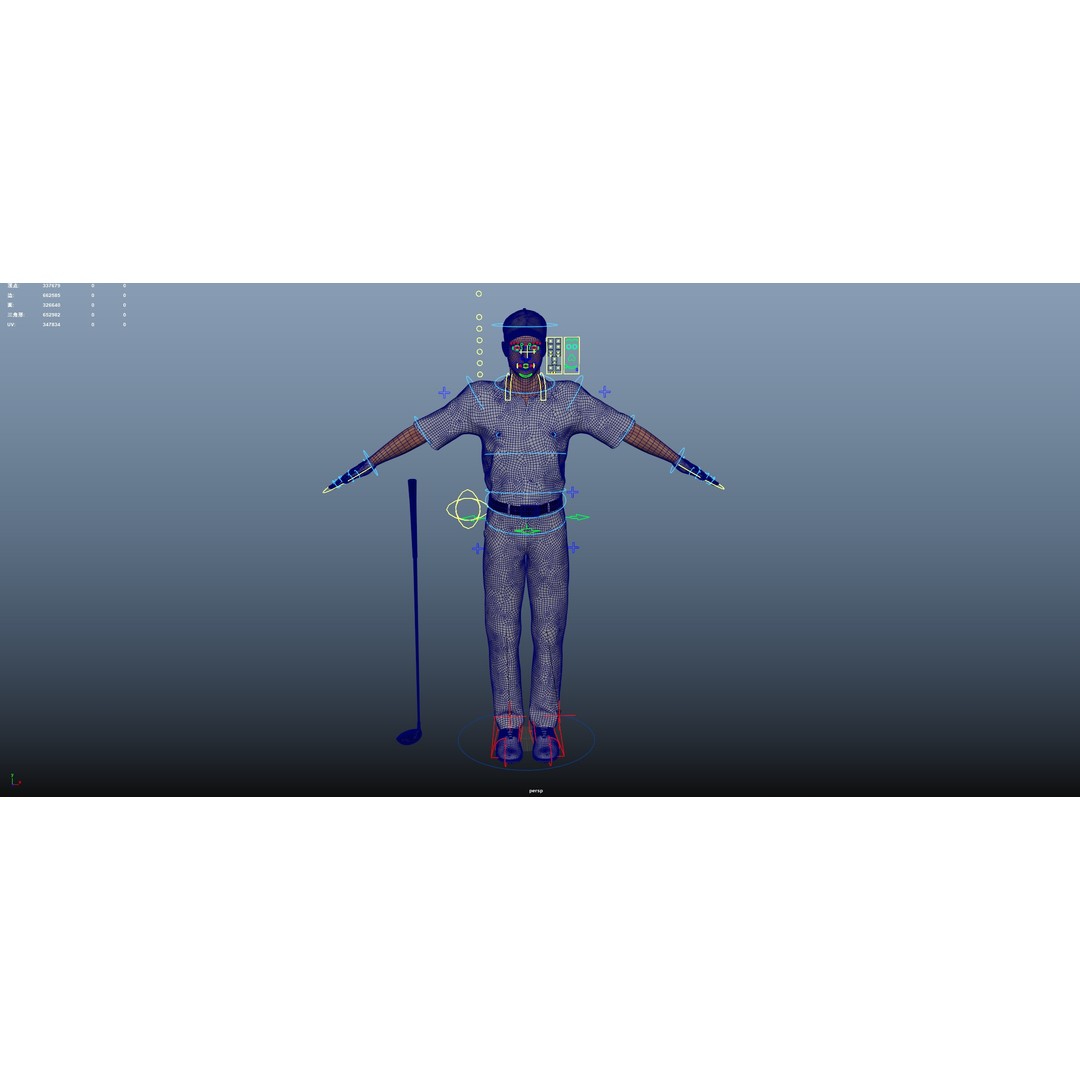 Golf Player 3D Model – Low Poly Rigged Character, FBX, OBJ - View 22