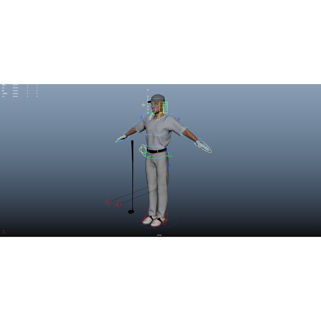 Golf Player 3D Model – Low Poly Rigged Character, FBX, OBJ - View 23