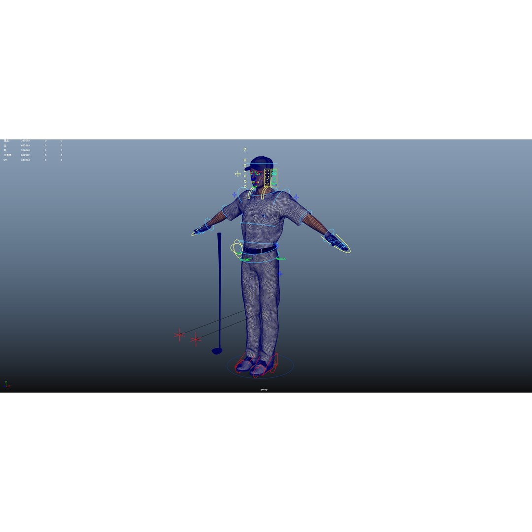 Golf Player 3D Model – Low Poly Rigged Character, FBX, OBJ - View 24
