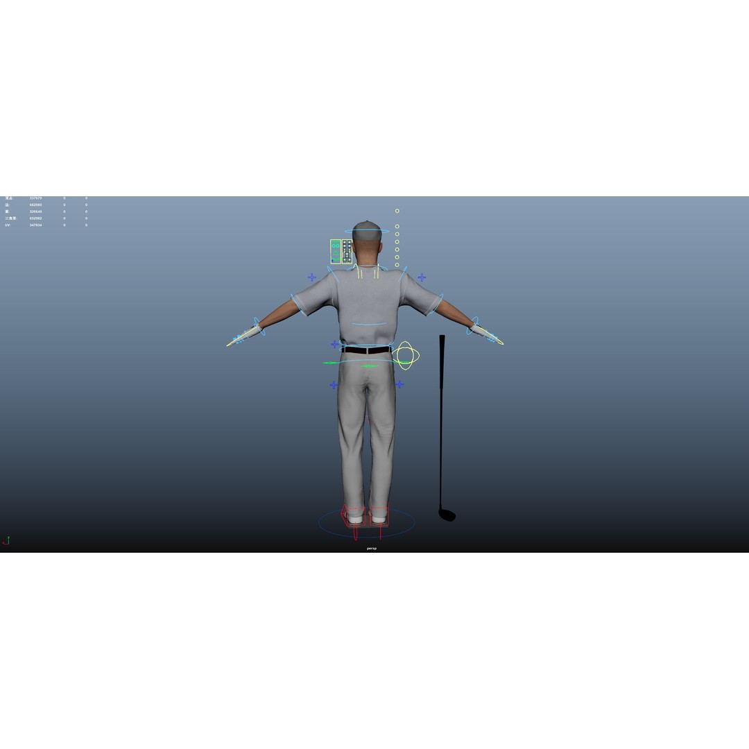 Golf Player 3D Model – Low Poly Rigged Character, FBX, OBJ - View 25
