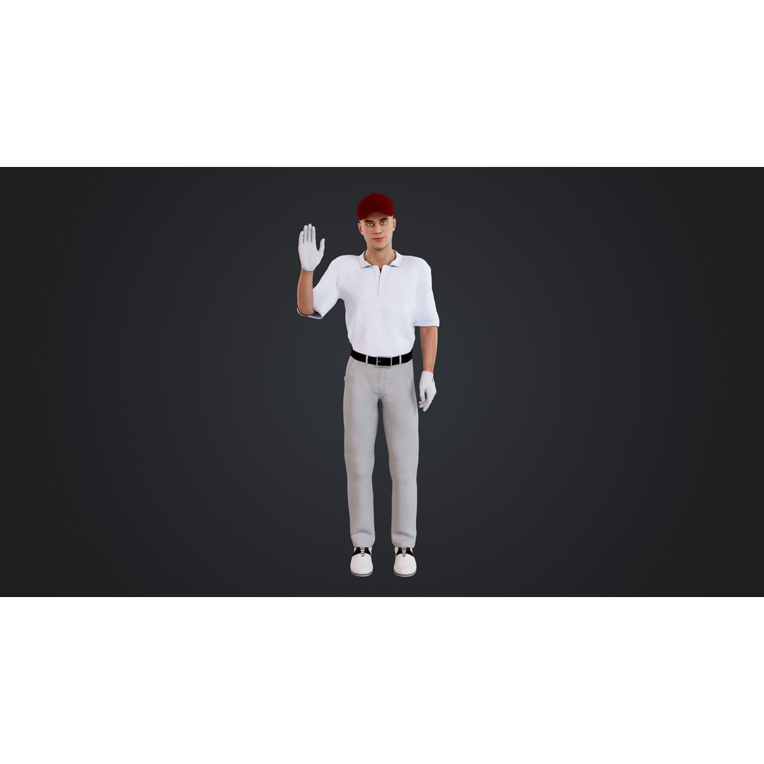 Golf Player 3D Model – Low Poly Rigged Character, FBX, OBJ - View 3