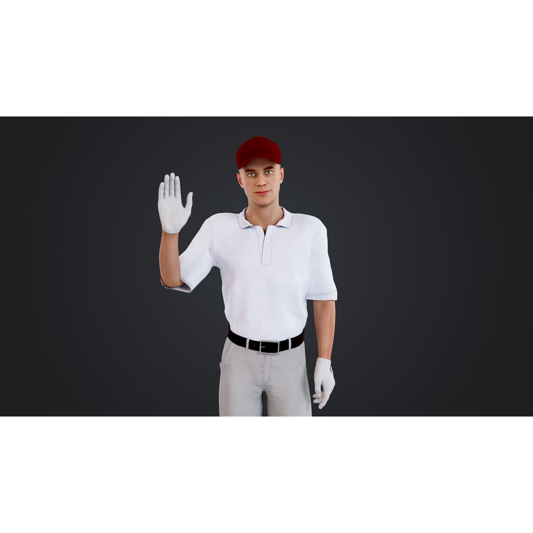Golf Player 3D Model – Low Poly Rigged Character, FBX, OBJ - View 4