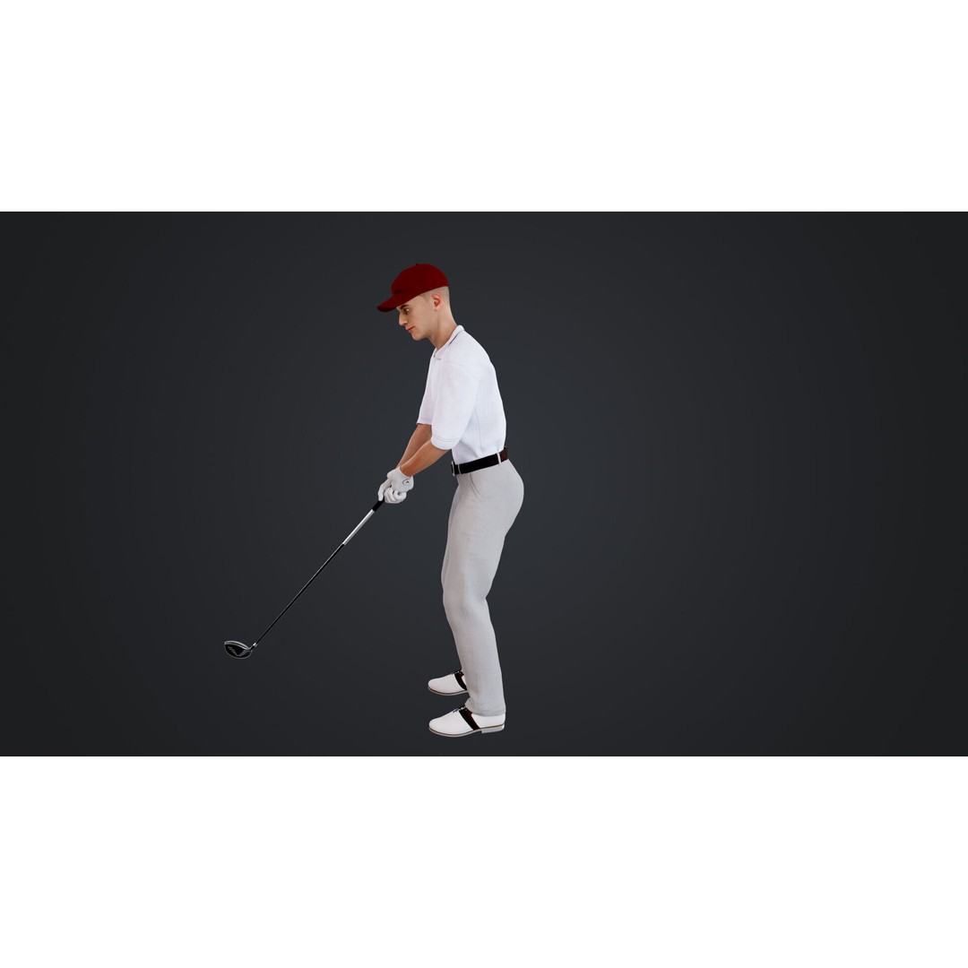 Golf Player 3D Model – Low Poly Rigged Character, FBX, OBJ - View 5