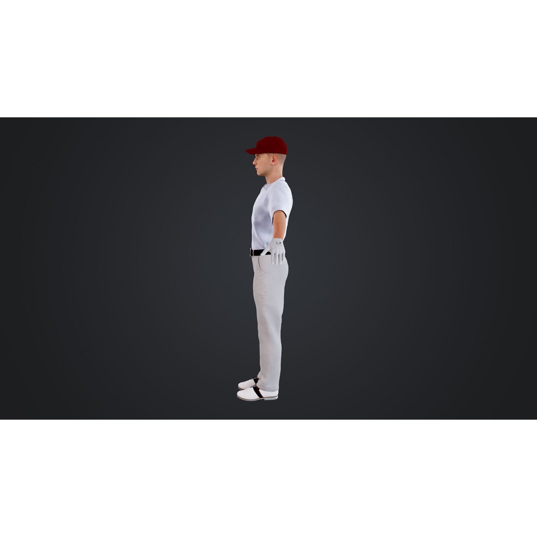 Golf Player 3D Model – Low Poly Rigged Character, FBX, OBJ - View 8