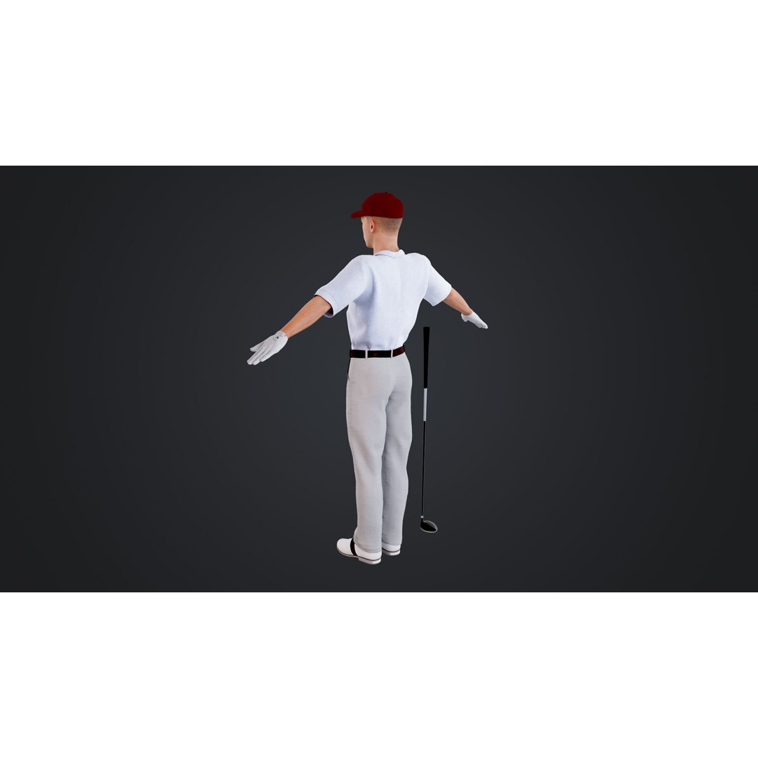Golf Player 3D Model – Low Poly Rigged Character, FBX, OBJ - View 9