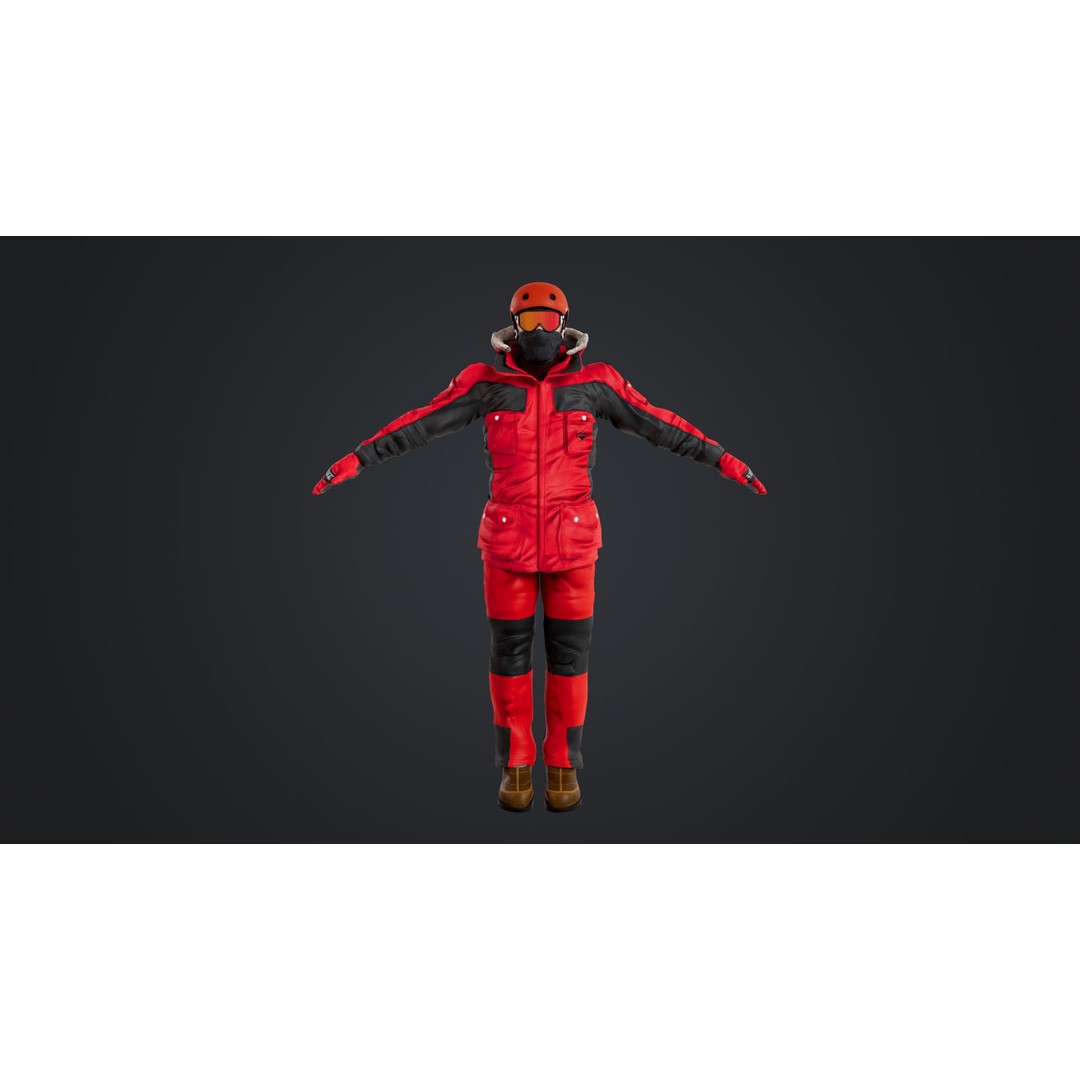 Rigged Male Skier 3D Model – Low Poly Character for Animation, FBX, OBJ - View 10