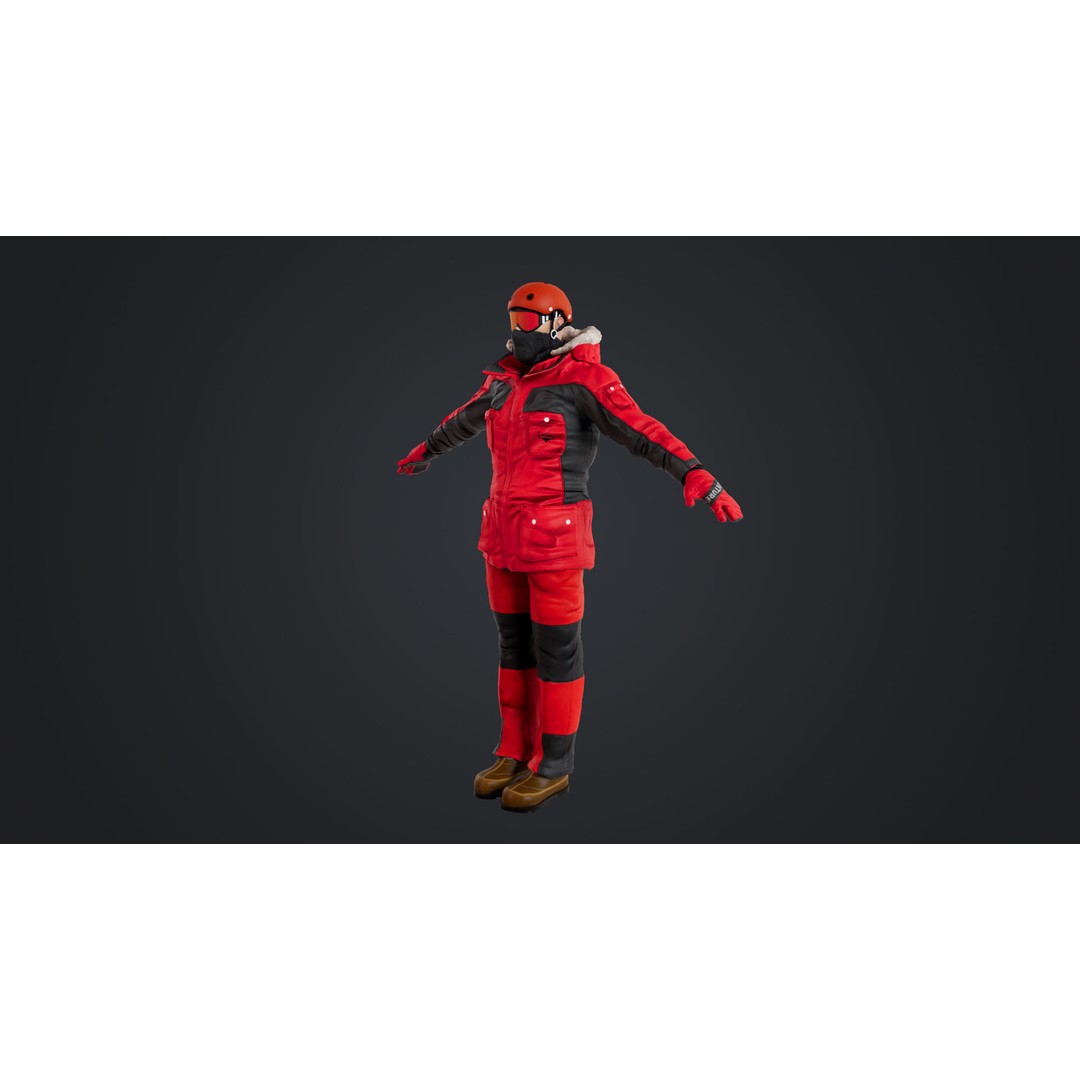 Rigged Male Skier 3D Model – Low Poly Character for Animation, FBX, OBJ - View 11