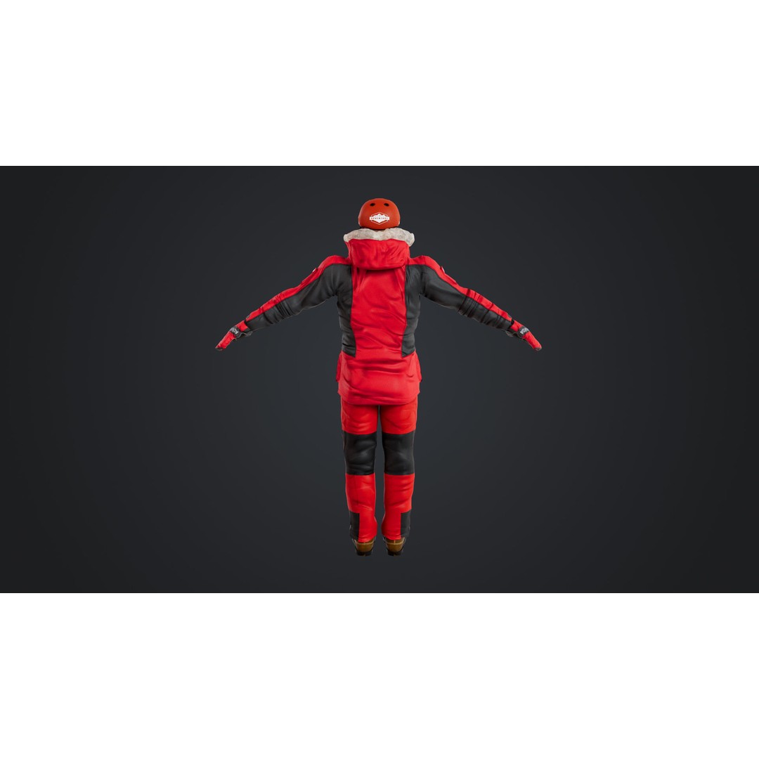 Rigged Male Skier 3D Model – Low Poly Character for Animation, FBX, OBJ - View 14