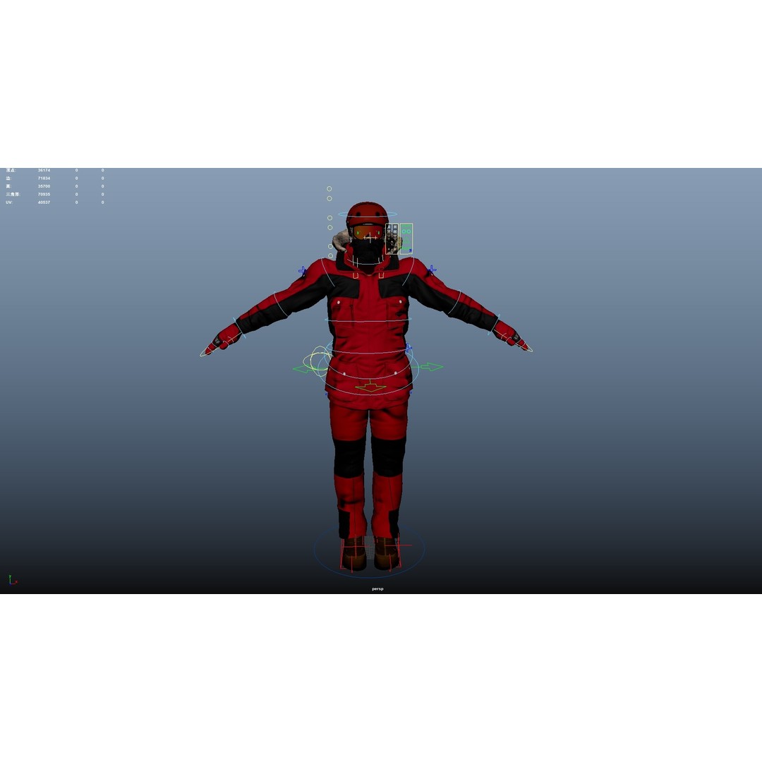 Rigged Male Skier 3D Model – Low Poly Character for Animation, FBX, OBJ - View 30