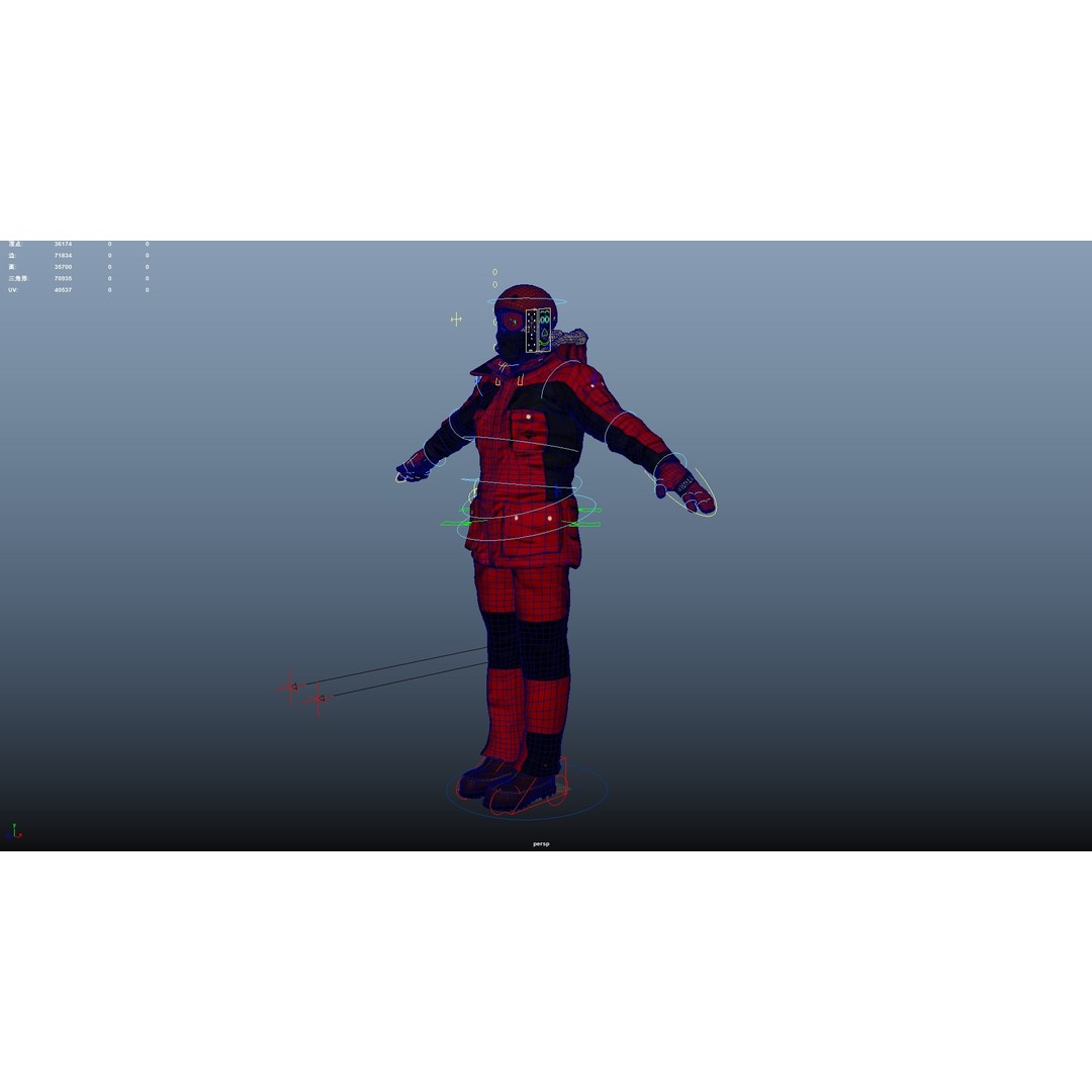 Rigged Male Skier 3D Model – Low Poly Character for Animation, FBX, OBJ - View 33