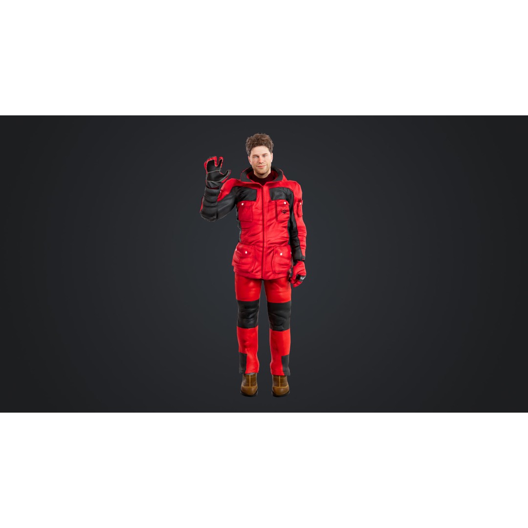 Rigged Male Skier 3D Model – Low Poly Character for Animation, FBX, OBJ - View 4