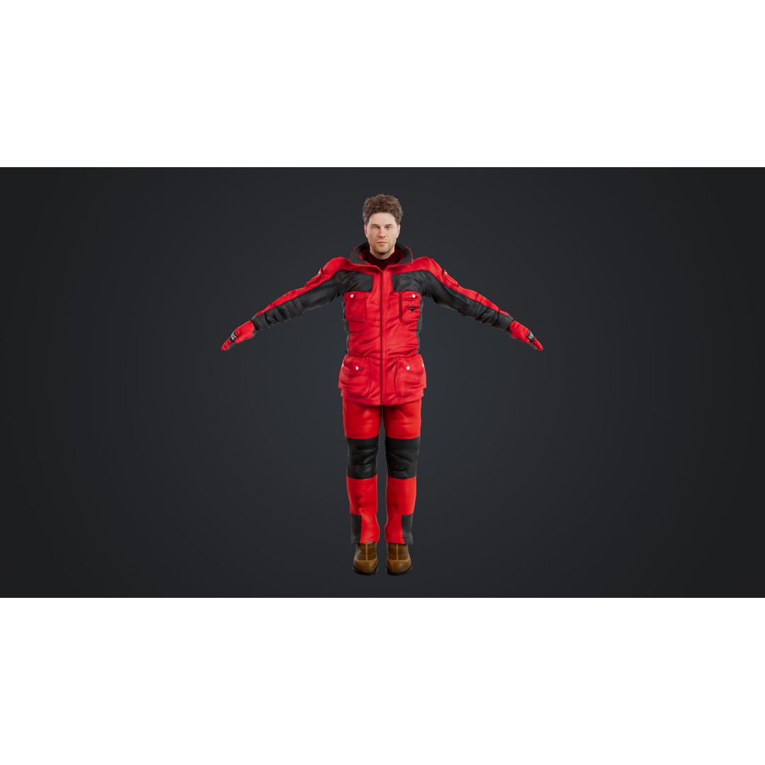 Rigged Male Skier 3D Model – Low Poly Character for Animation, FBX, OBJ - View 5