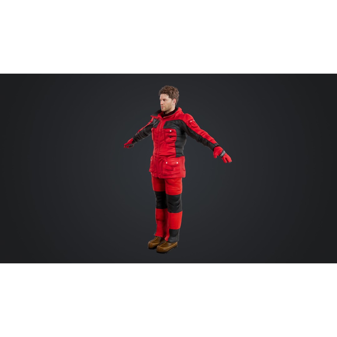 Rigged Male Skier 3D Model – Low Poly Character for Animation, FBX, OBJ - View 6