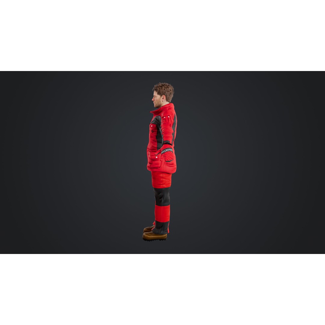 Rigged Male Skier 3D Model – Low Poly Character for Animation, FBX, OBJ - View 7