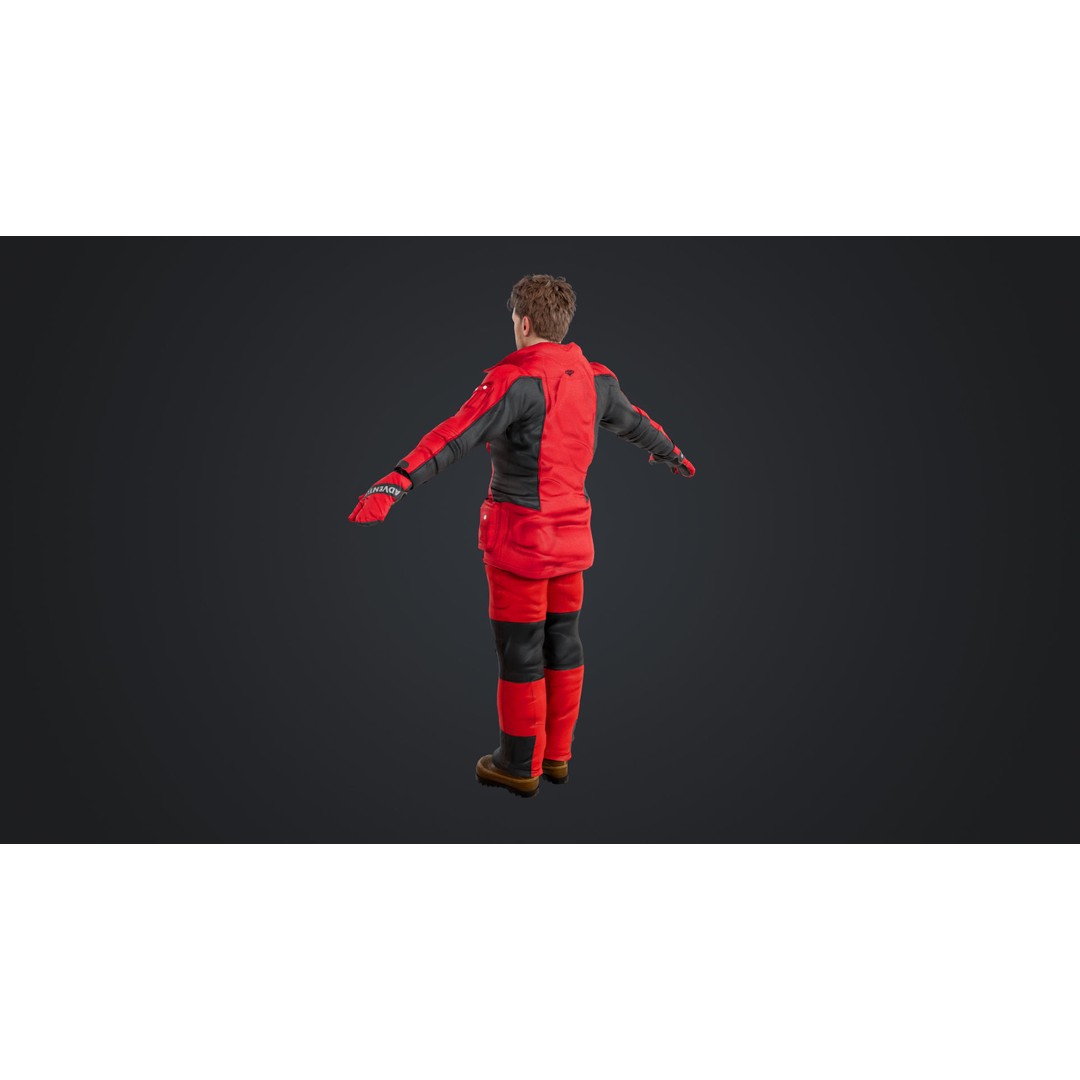 Rigged Male Skier 3D Model – Low Poly Character for Animation, FBX, OBJ - View 8