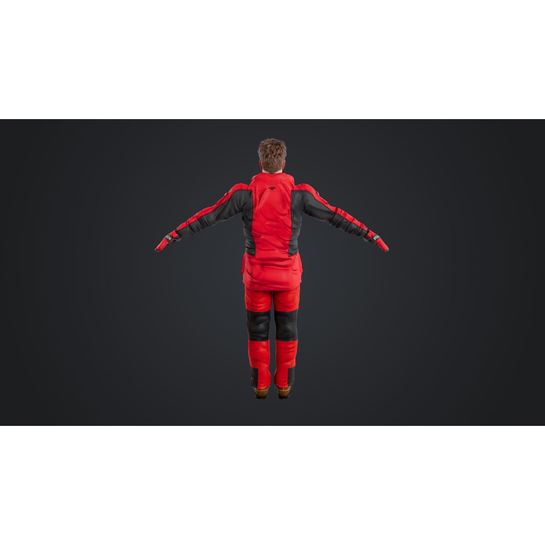 Rigged Male Skier 3D Model – Low Poly Character for Animation, FBX, OBJ - View 9