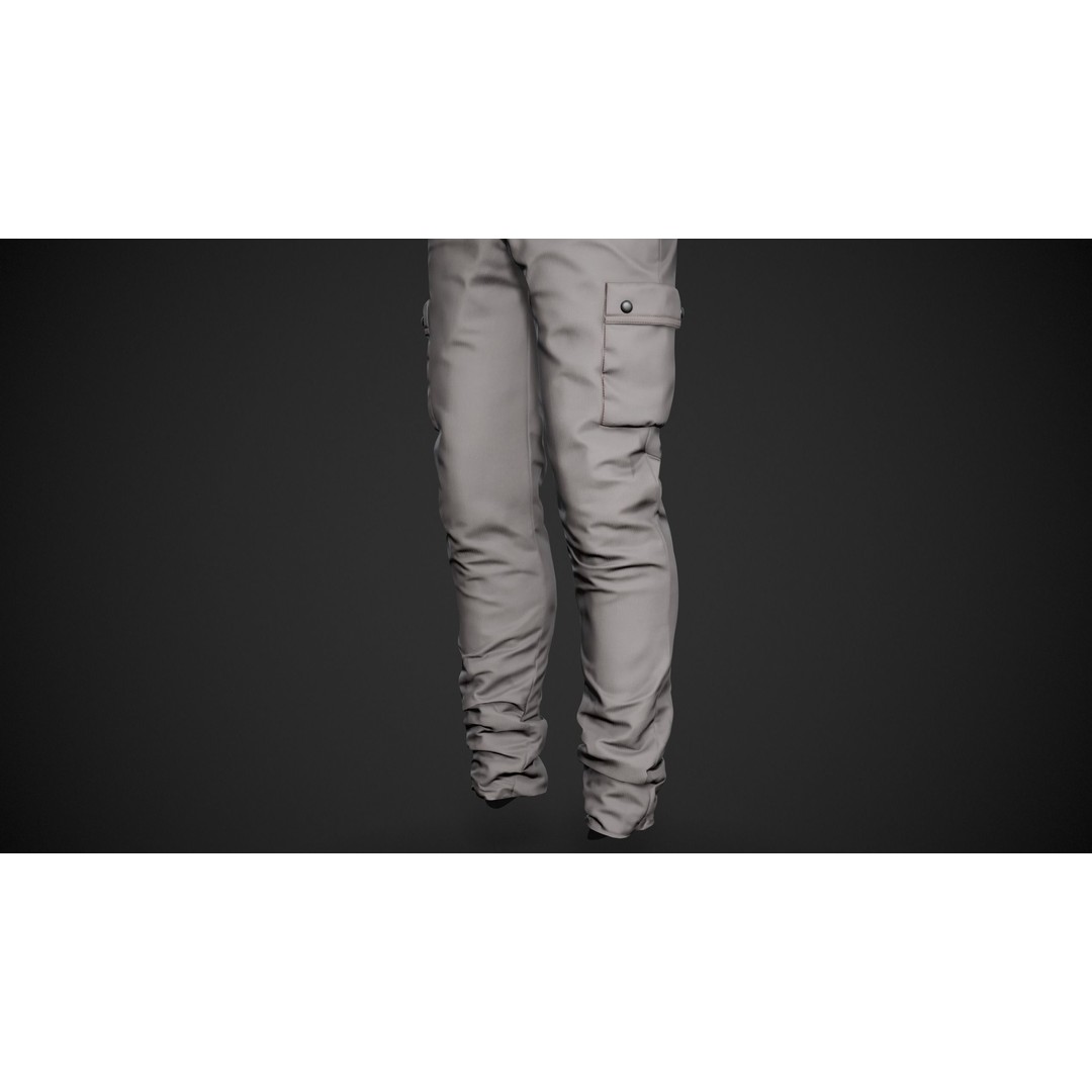 Gray Snowboard Outfit 3D Model – Low-Poly PBR Game Asset, FBX, OBJ - View 12