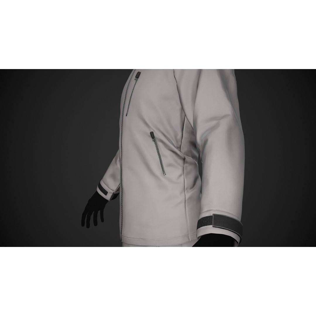 Gray Snowboard Outfit 3D Model – Low-Poly PBR Game Asset, FBX, OBJ - View 13