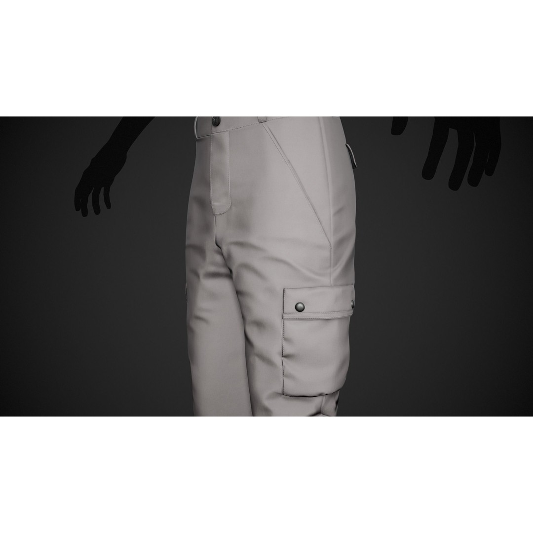 Gray Snowboard Outfit 3D Model – Low-Poly PBR Game Asset, FBX, OBJ - View 16