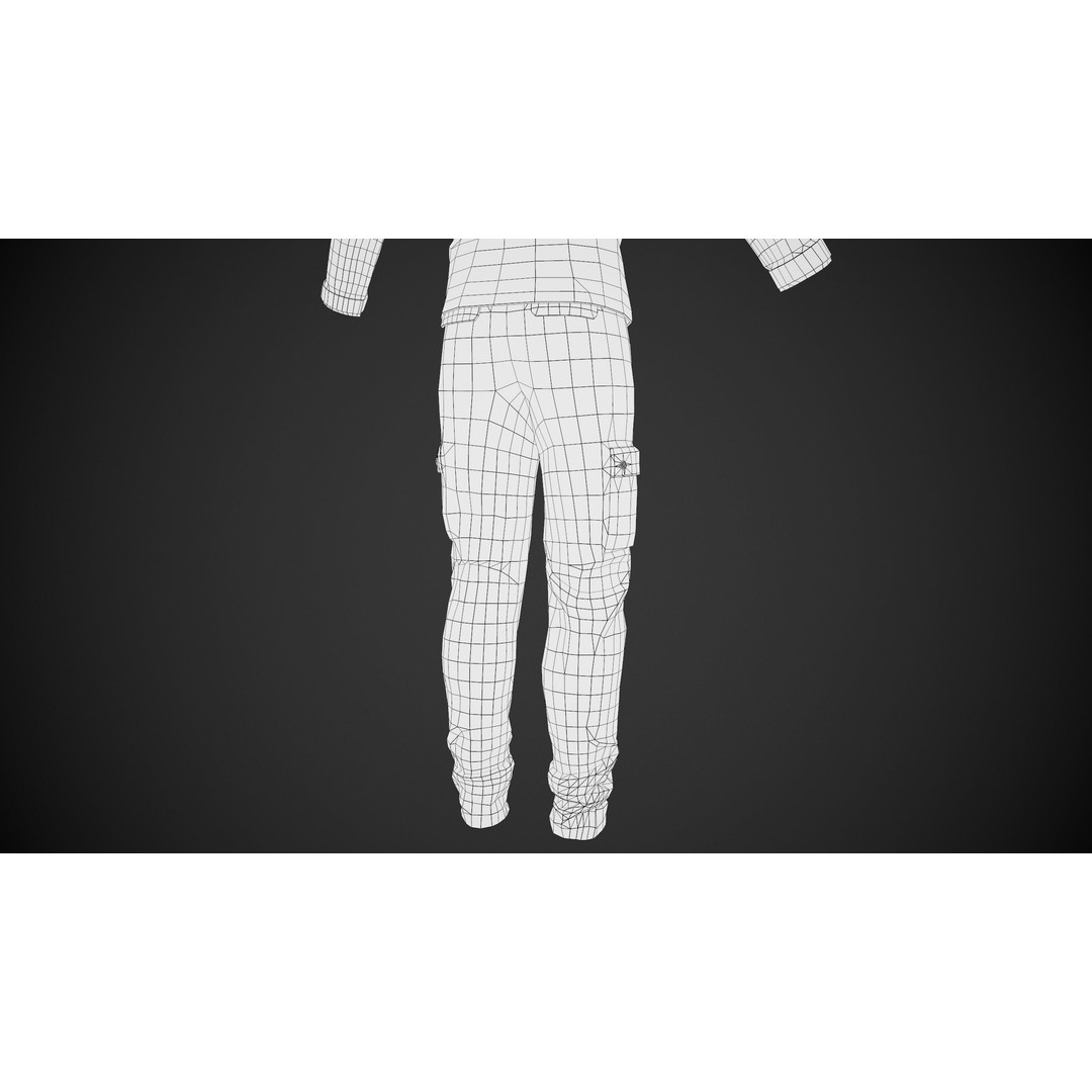 Gray Snowboard Outfit 3D Model – Low-Poly PBR Game Asset, FBX, OBJ - View 25