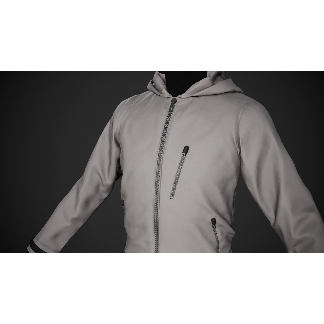 Gray Snowboard Outfit 3D Model – Low-Poly PBR Game Asset, FBX, OBJ - View 3