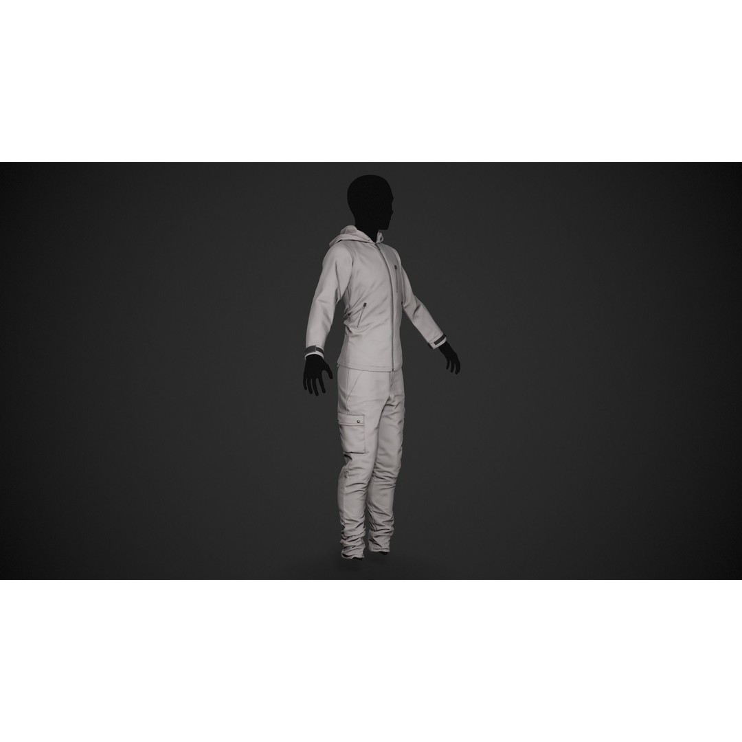 Gray Snowboard Outfit 3D Model – Low-Poly PBR Game Asset, FBX, OBJ - View 5